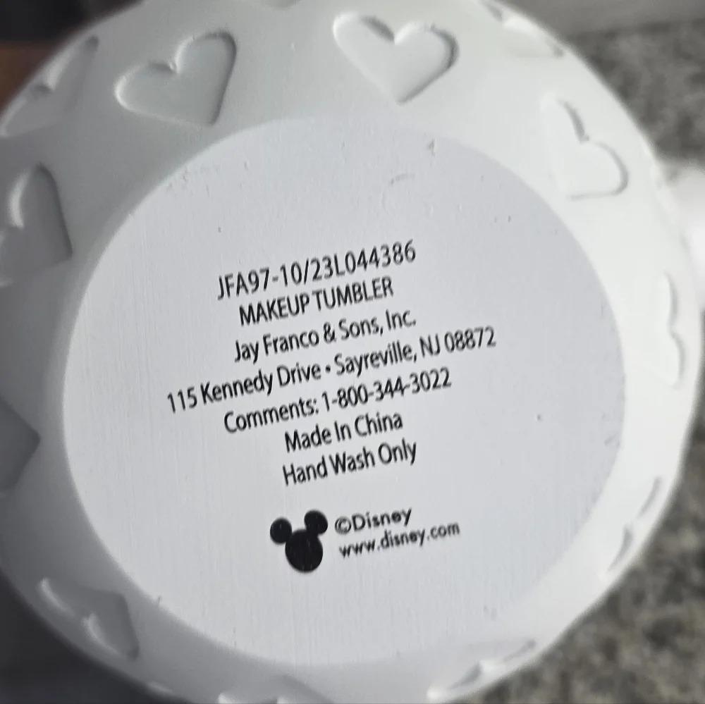 Disney White Heart Patterned Tumbler